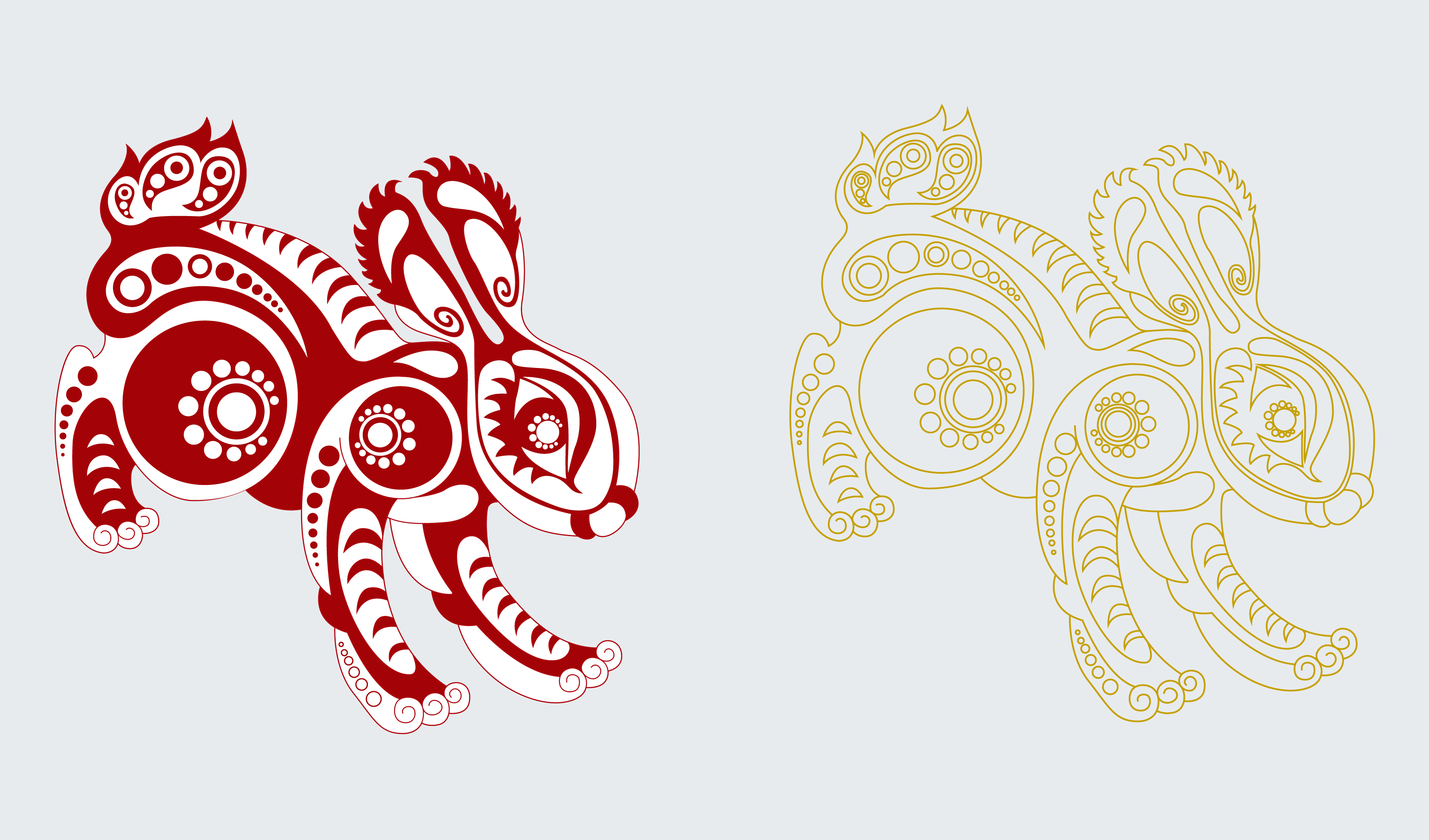 传统-传统文化-兔子矢量插画